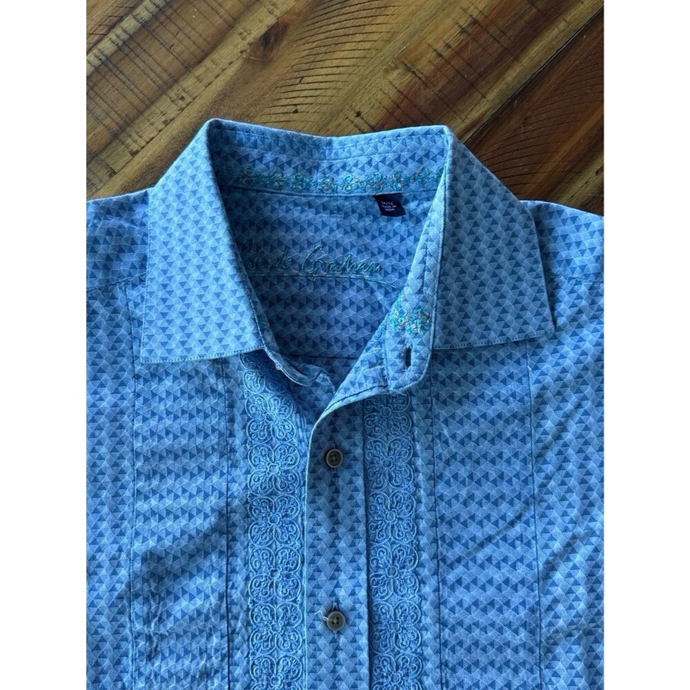 Robert Graham Blue Embroidered Men’s Size M Button Down Dress Shirt